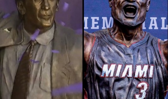 世界杯赛程-两代热火传奇！莱利与韦德雕像细节对比 哪一座更有神韵？